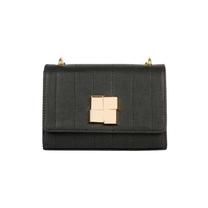 Black Stitched Casual Clutch