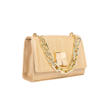 Golden Stitched Casual Clutch