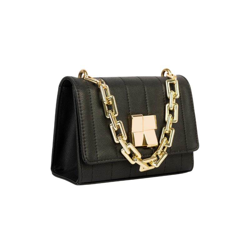 Black Stitched Casual Clutch